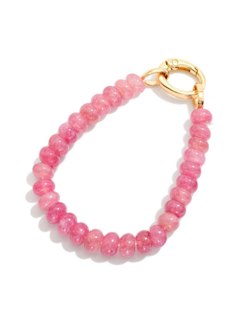 Candy Bead Stretch Bracelet with Gold Tone Clasp - Pink
